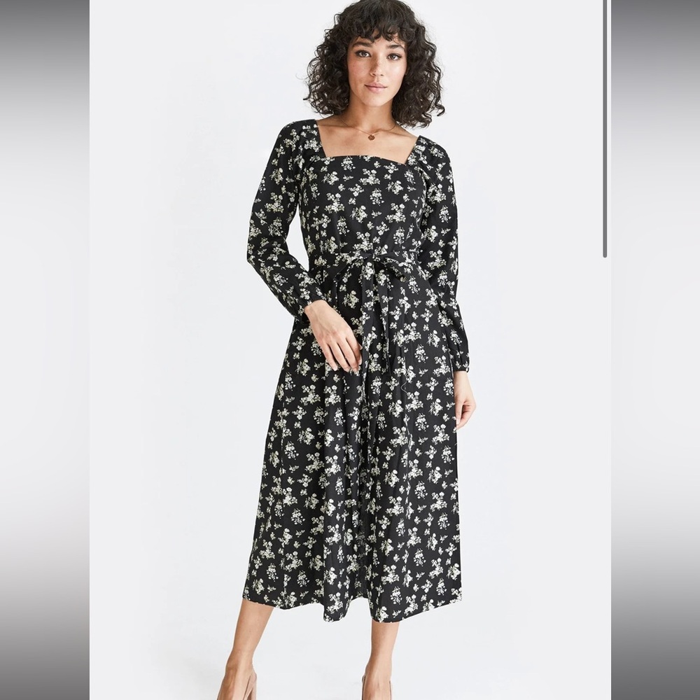 Vetta Square Neck Midi Dress - Floral - M